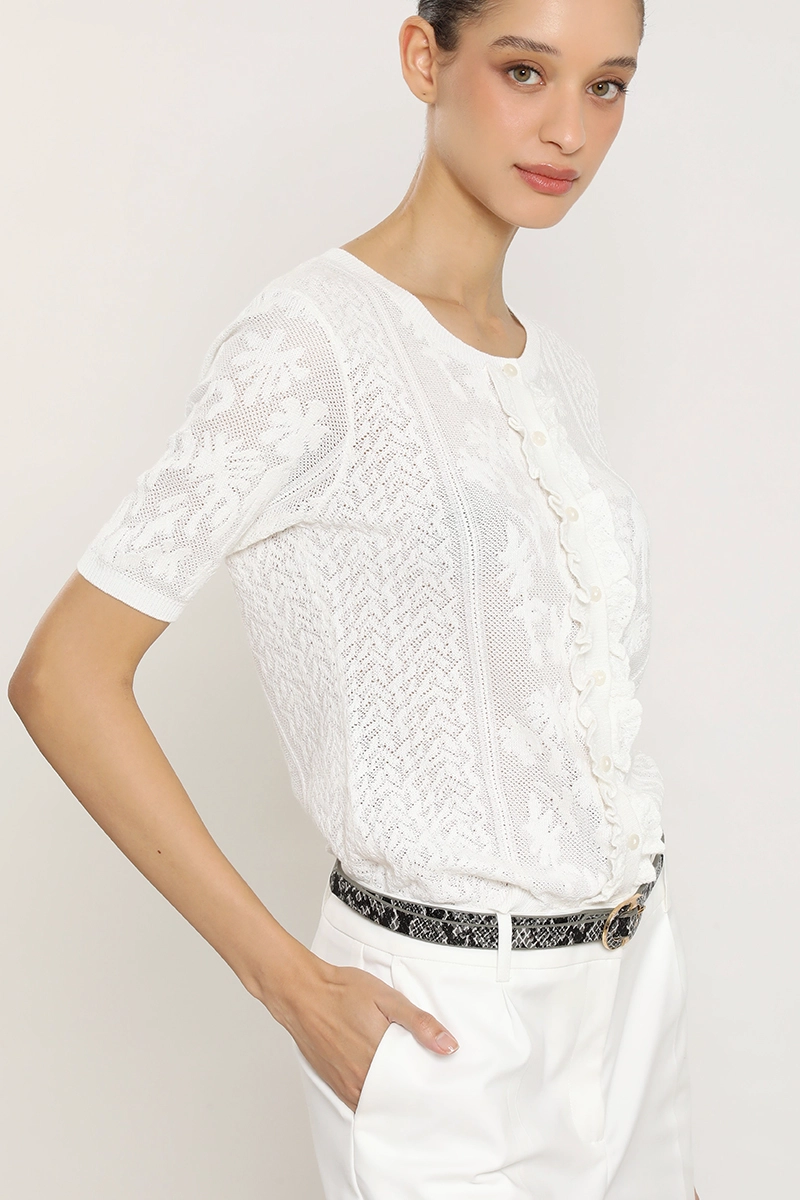 CARDIGAN PUNTO, FANTASIA TRANSPARENTE, CRUDO LIOLA - 4