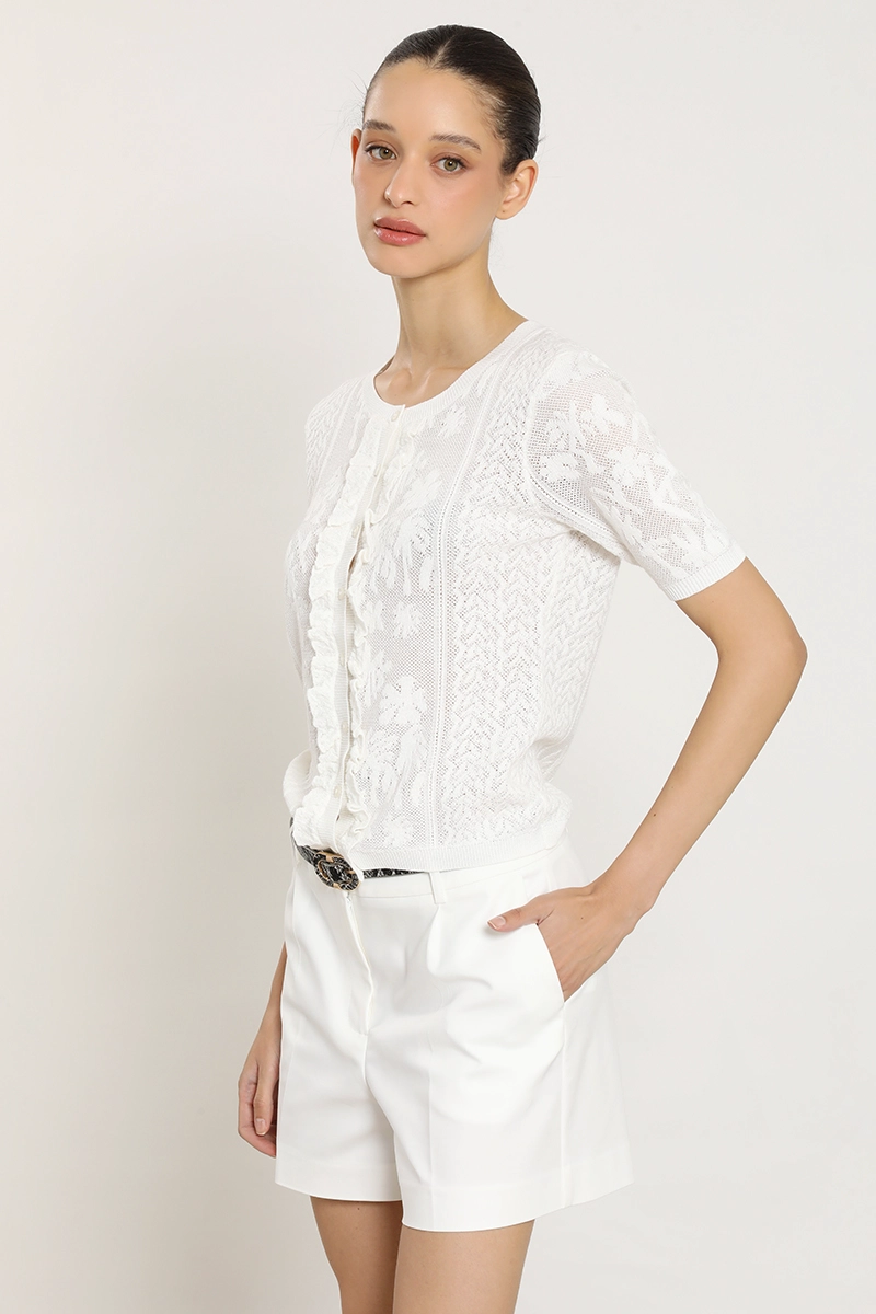 CARDIGAN PUNTO, FANTASIA TRANSPARENTE, CRUDO LIOLA - 5