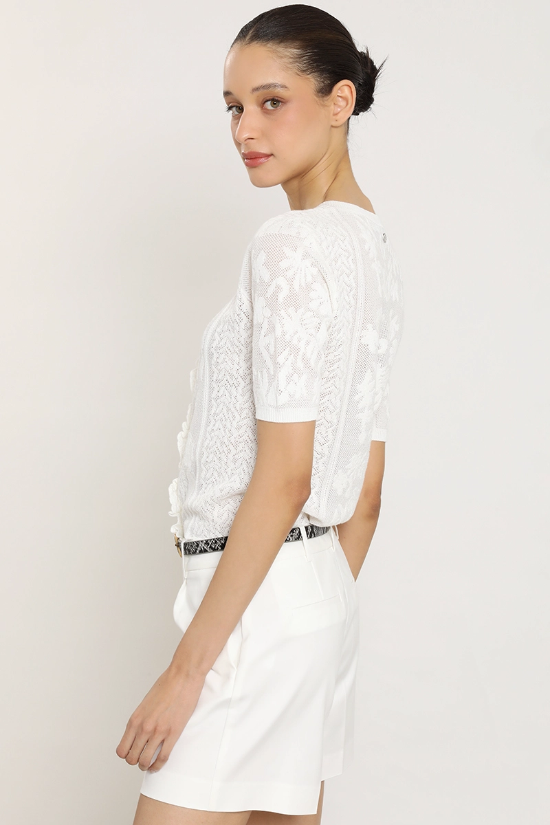 CARDIGAN PUNTO, FANTASIA TRANSPARENTE, CRUDO LIOLA - 7