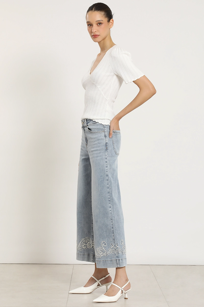JEANS WIDE LEG, BORDADO, CELESTE LIOLA - 2