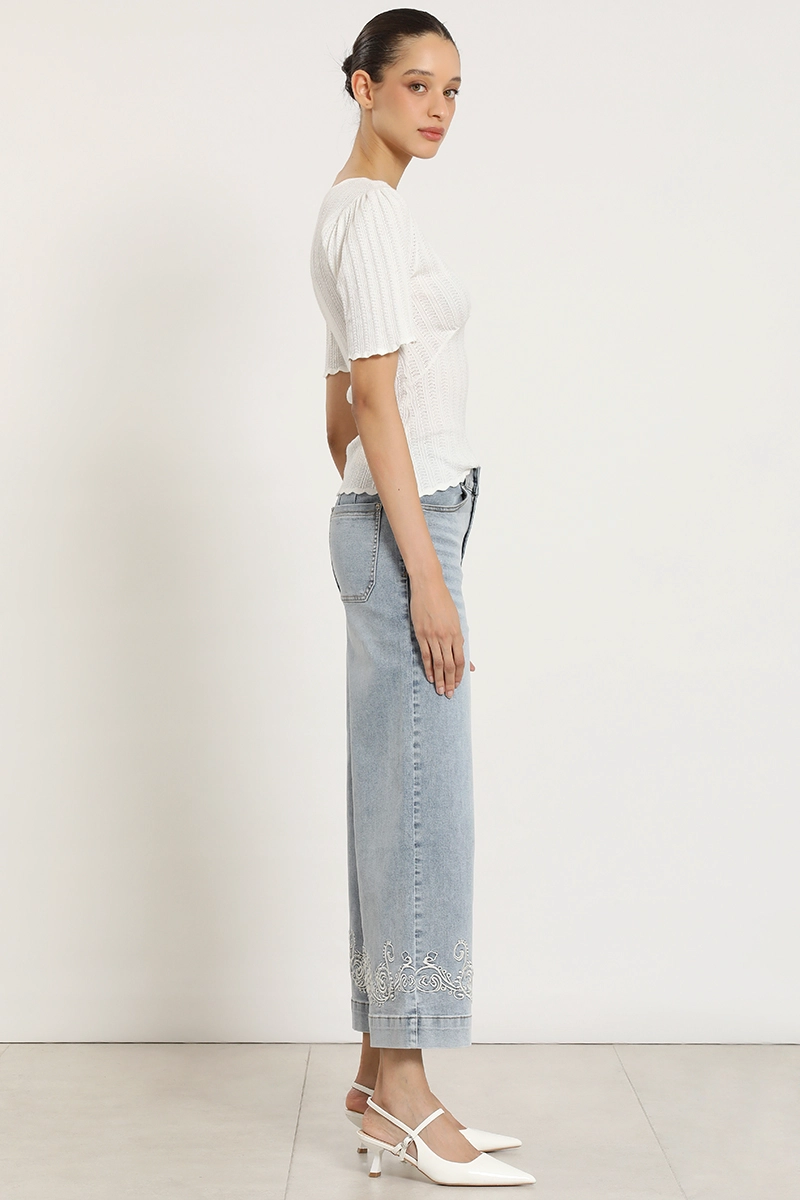 JEANS WIDE LEG, BORDADO, CELESTE LIOLA - 3