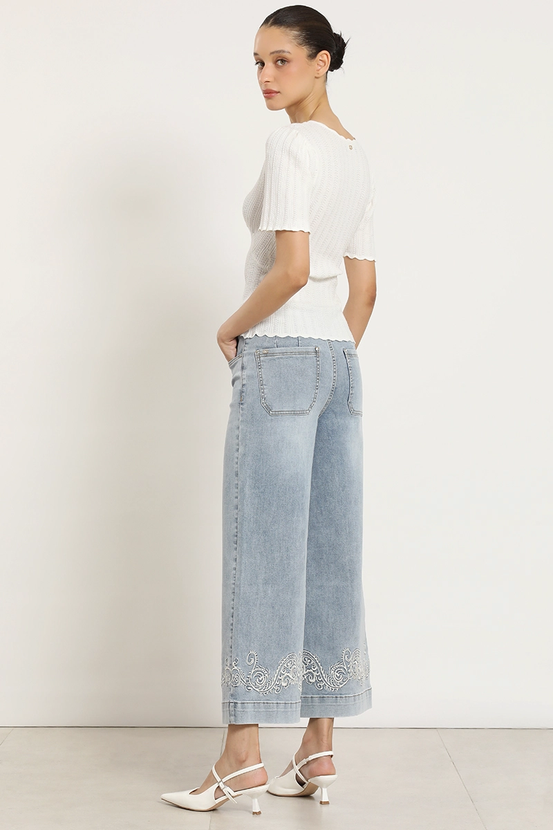 JEANS WIDE LEG, BORDADO, CELESTE LIOLA - 6