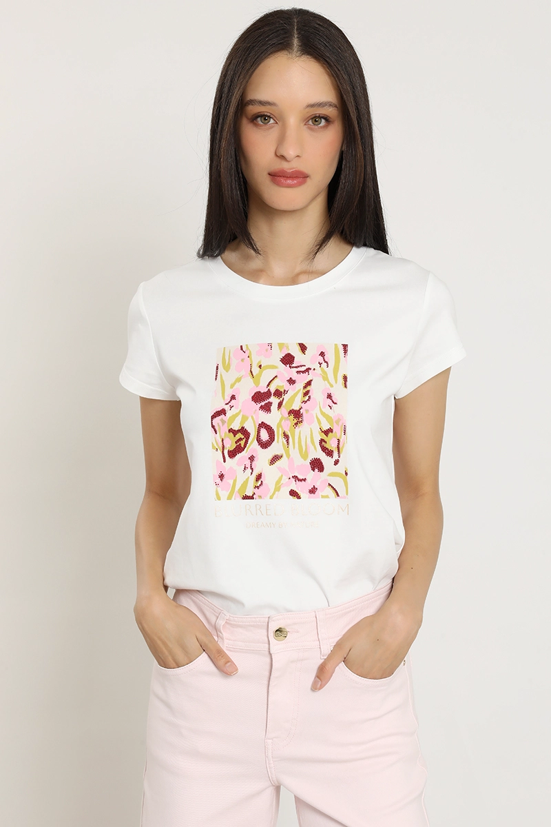 POLERA ESTAMPADO, APLICACION STRASS, CRUDO LIOLA - 6