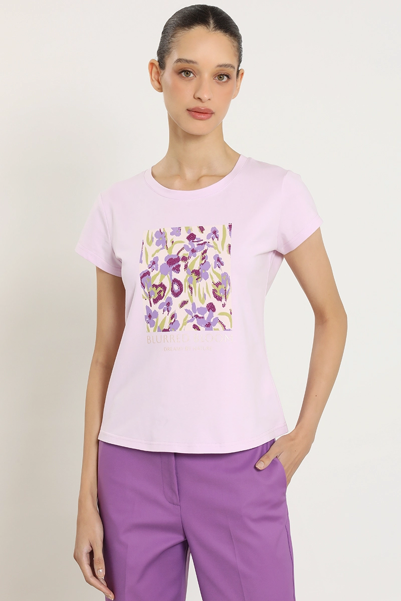 POLERA ESTAMPADO, APLICACION STRASS, LILA LIOLA - 1
