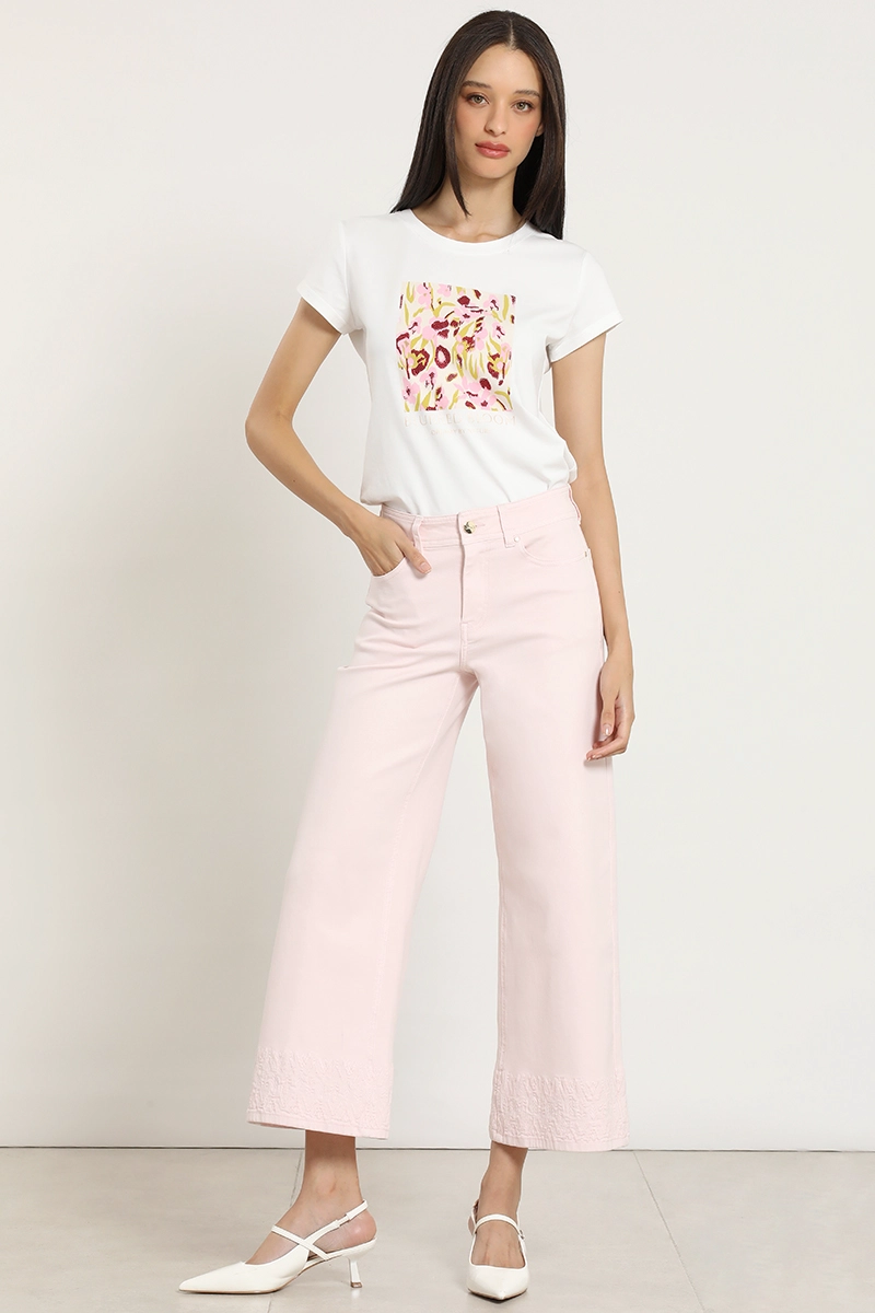 JEANS COLOR WIDE LEG, BORDADO, ROSA LIOLA - 2