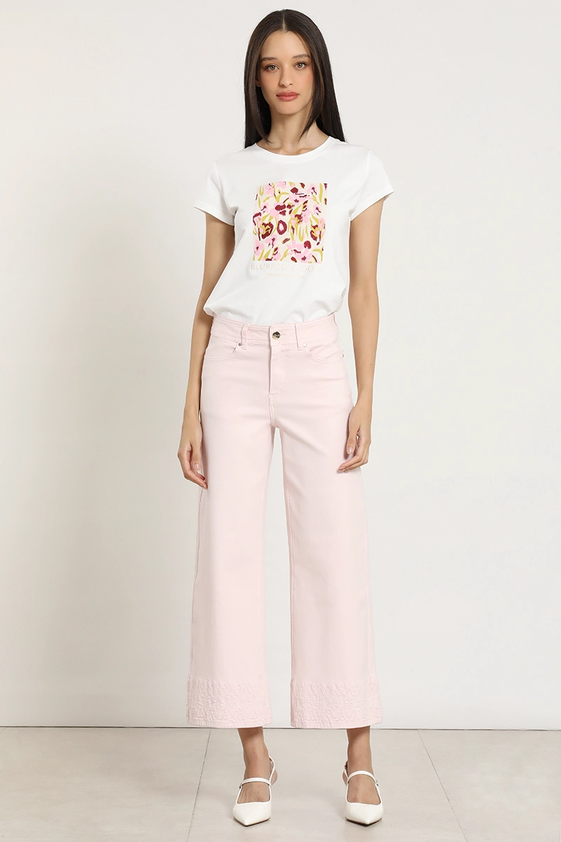 JEANS COLOR WIDE LEG, BORDADO, ROSA LIOLA - 4
