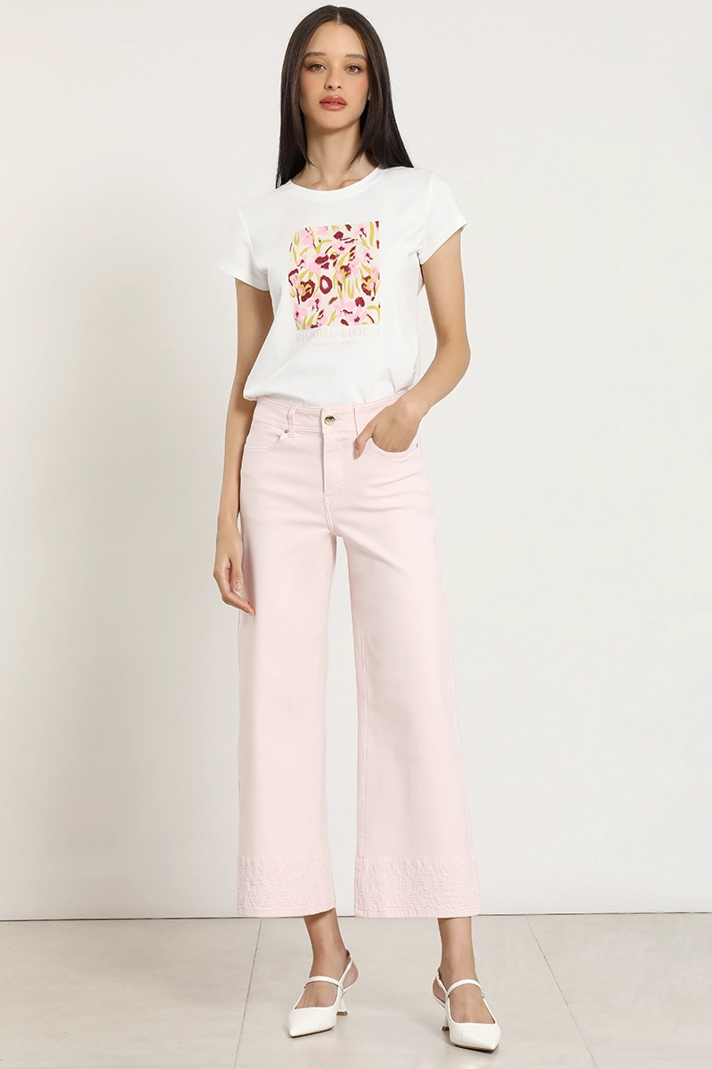 JEANS COLOR WIDE LEG, BORDADO, ROSA LIOLA - 6