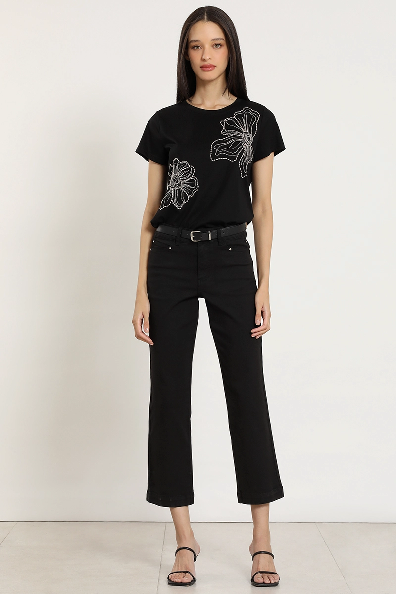 POLERA BORDADO CON PIEDRERIA, NEGRO LIOLA - 2