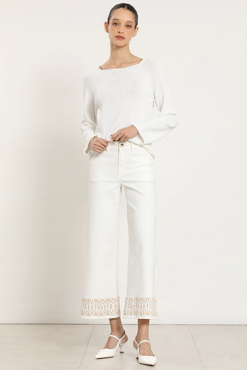JEANS COLOR WIDE LEG, BORDADO, CRUDO LIOLA - 1
