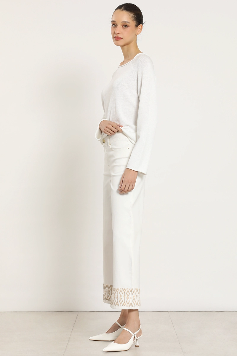 JEANS COLOR WIDE LEG, BORDADO, CRUDO LIOLA - 2