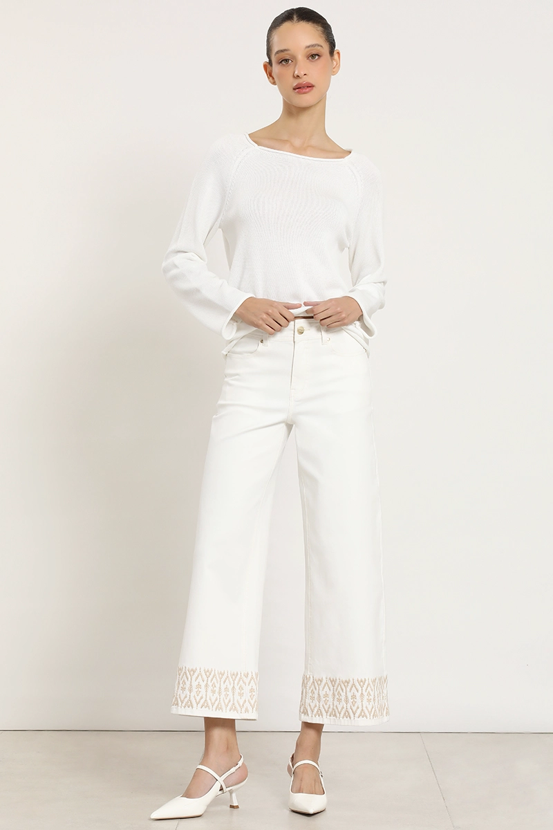 JEANS COLOR WIDE LEG, BORDADO, CRUDO LIOLA - 5