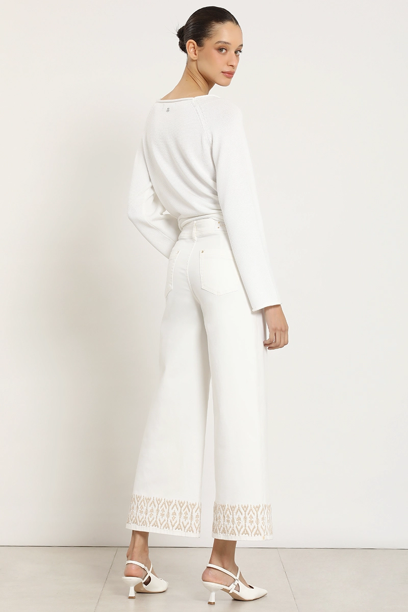 JEANS COLOR WIDE LEG, BORDADO, CRUDO LIOLA - 6