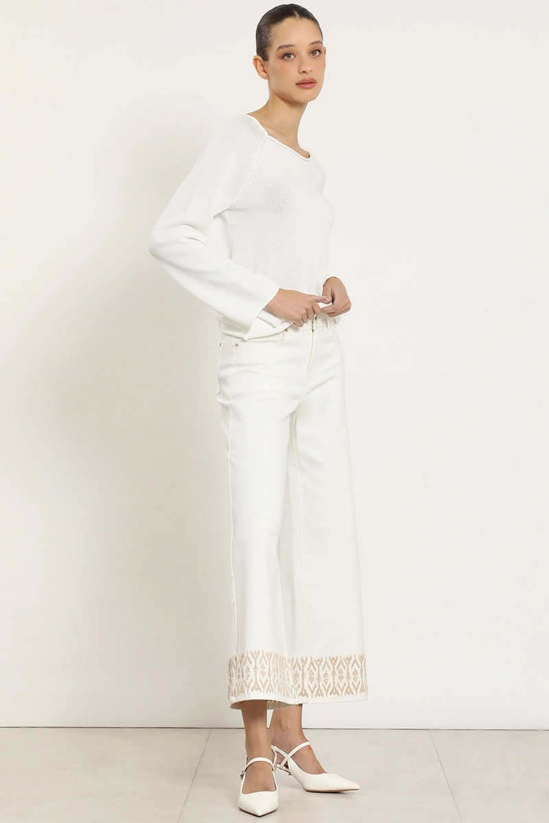 JEANS COLOR WIDE LEG, BORDADO, CRUDO LIOLA - 7