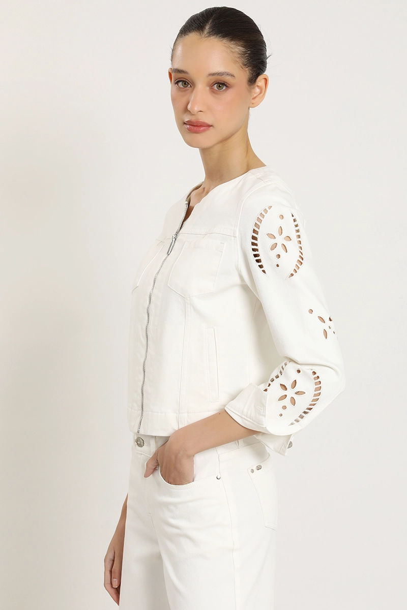 CHAQUETA JEANS COLOR, BORDADO, CRUDO LIOLA - 4