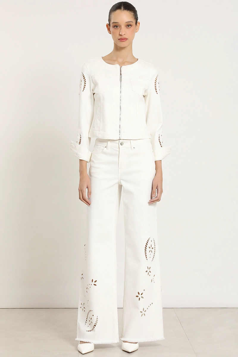JEANS COLOR PALAZZO, BORDADO, CRUDO LIOLA - 1
