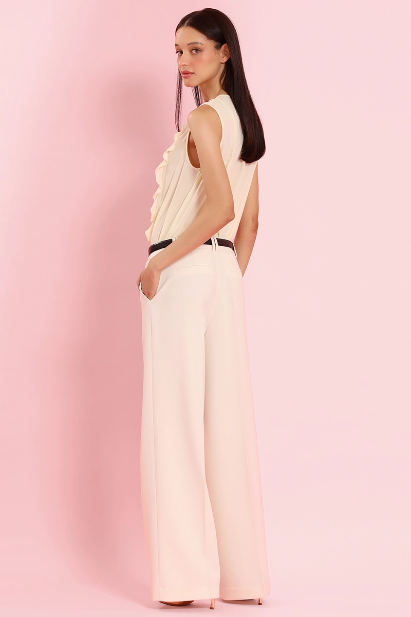PANTALON ANCHO, BASICO, VAINILLA LIOLA - 4