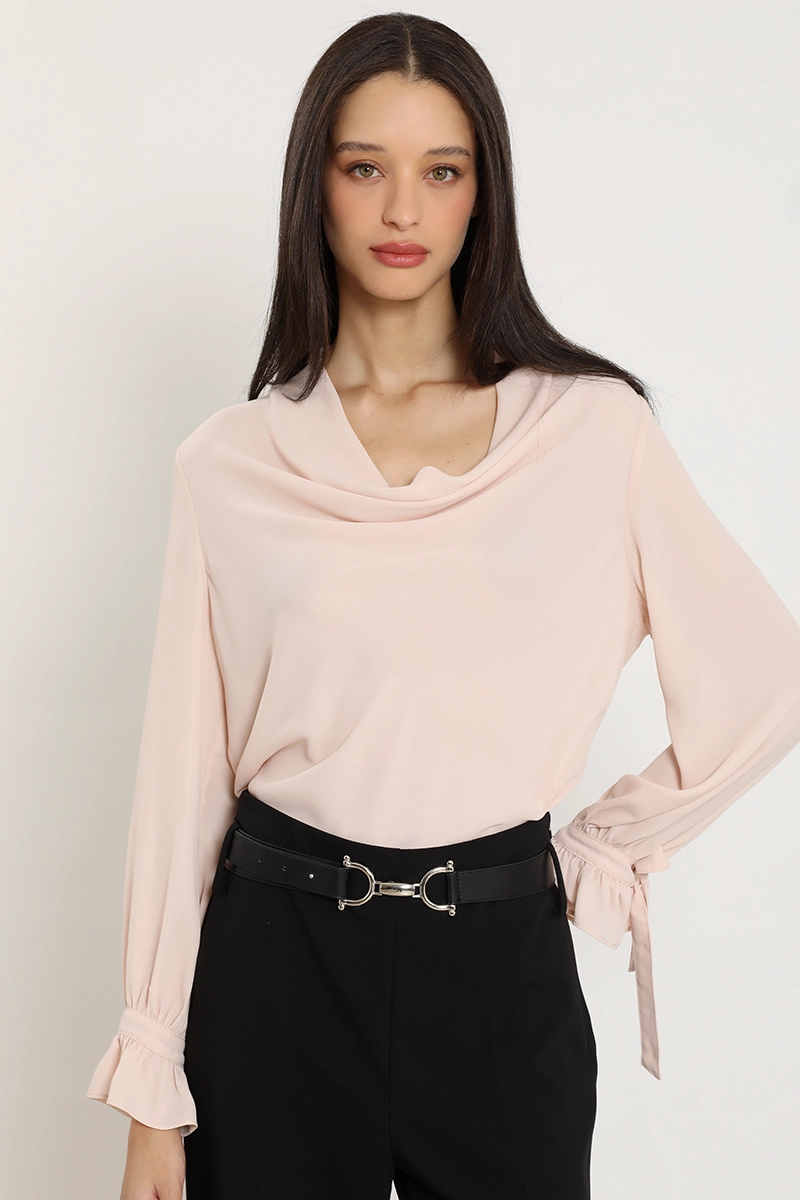 BLUSA DRAPEADA, PUÑO FANTASIA, ROSA LIOLA - 2