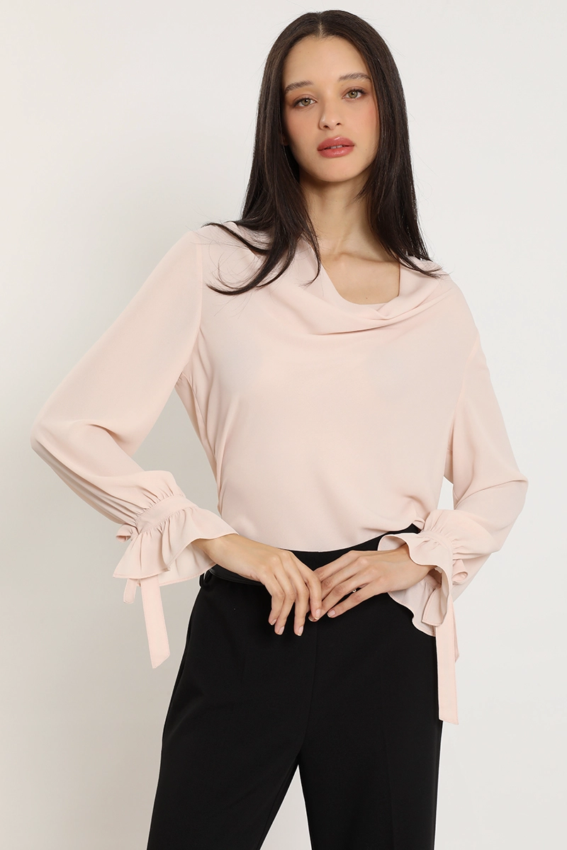 BLUSA DRAPEADA, PUÑO FANTASIA, ROSA LIOLA - 3