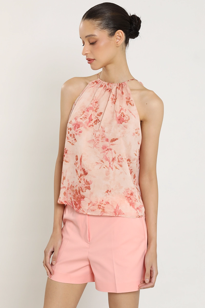 TOP HALTER ESTAMPADO FLORES, ROSA LIOLA - 1