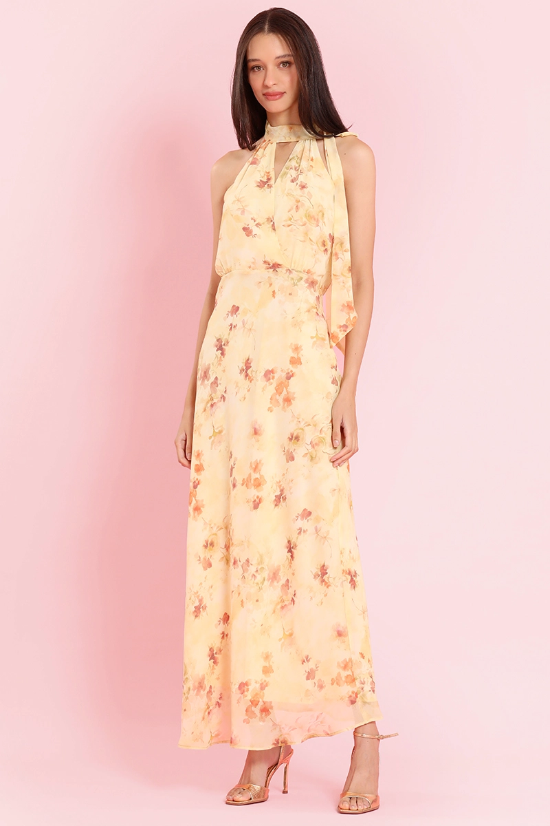 VESTIDO MAXI ESTAMPADO, LAZADA, VAINILLA LIOLA - 1