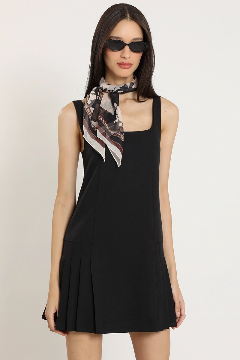 VESTIDO CORTO, TABLAS, NEGRO LIOLA - 5