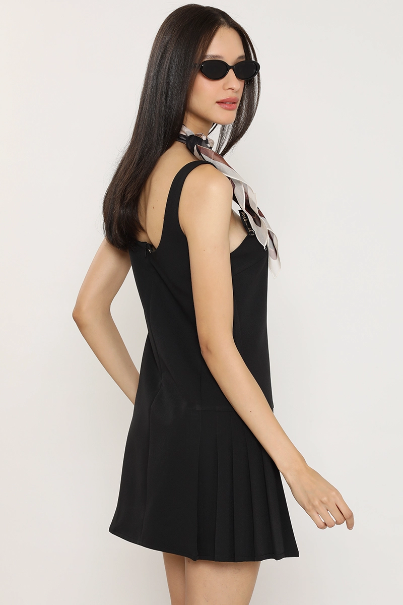 VESTIDO CORTO, TABLAS, NEGRO LIOLA - 7
