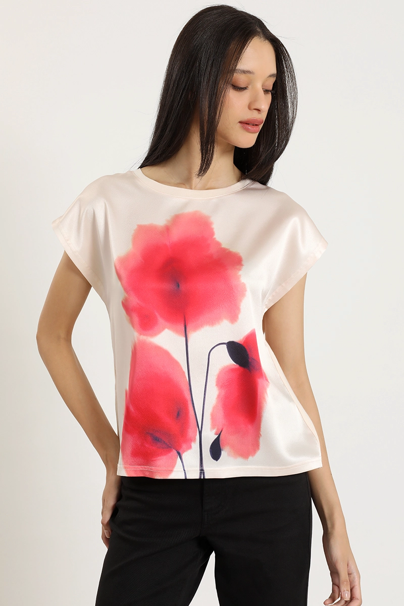 POLERA SATIN, ESTAMPADO, BEIGE LIOLA - 1