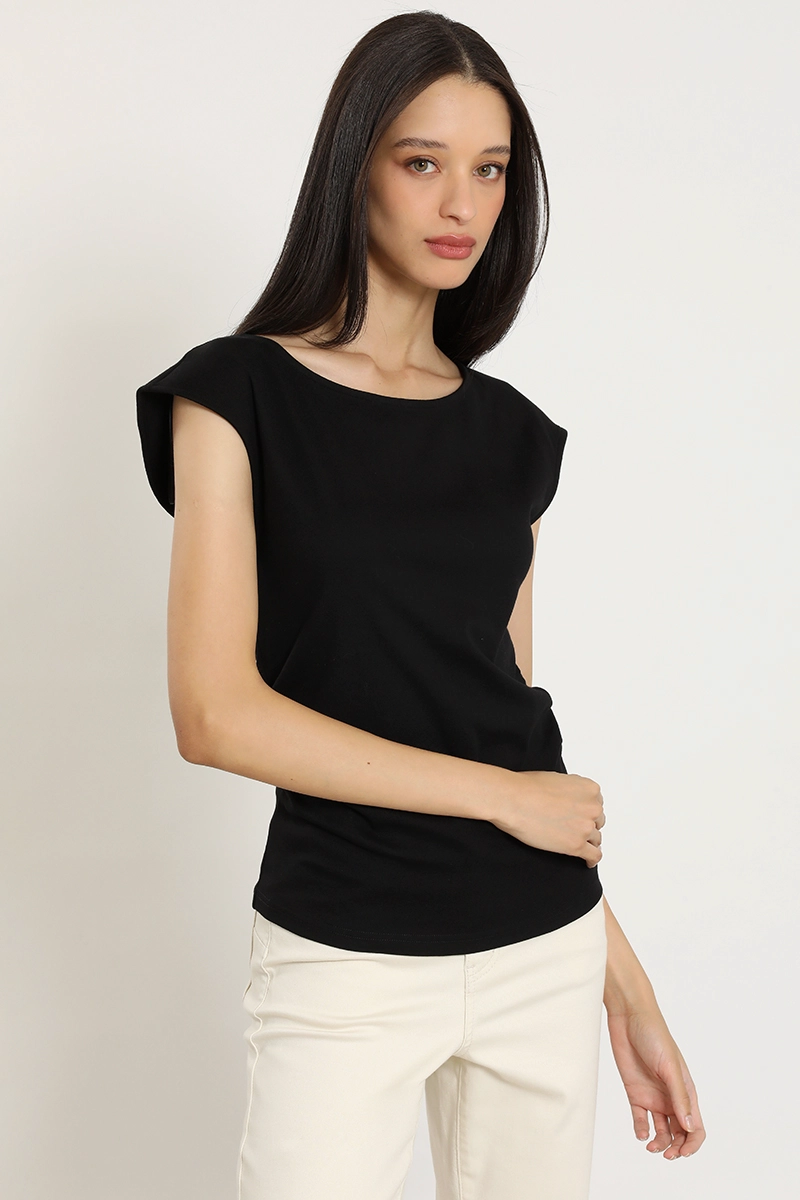 POLERA RECOGIDO EN COSTADOS, NEGRO LIOLA - 5