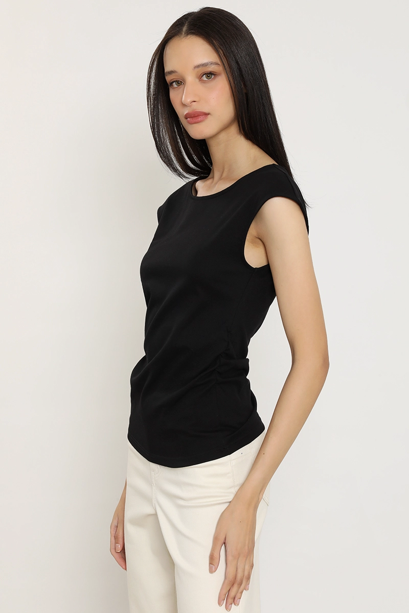 POLERA RECOGIDO EN COSTADOS, NEGRO LIOLA - 6