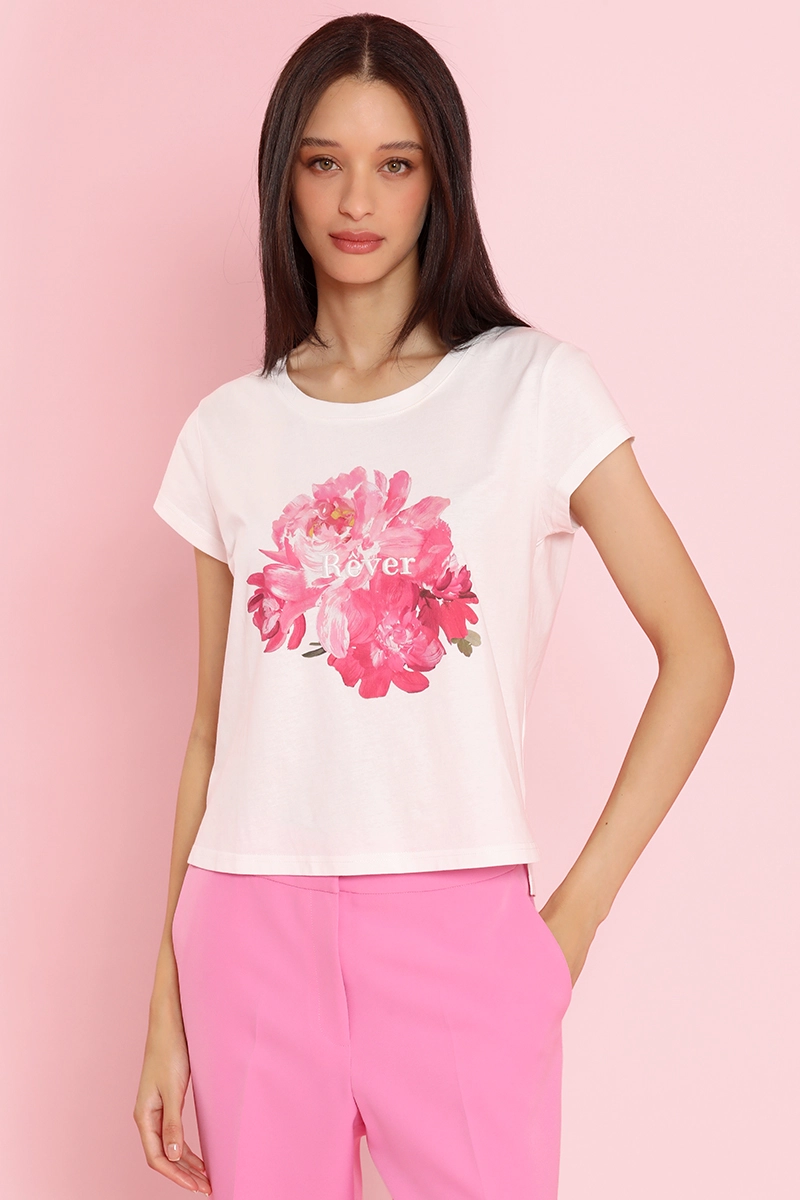 POLERA ALGODON, ESTAMPADO FLORES, CRUDO LIOLA - 1