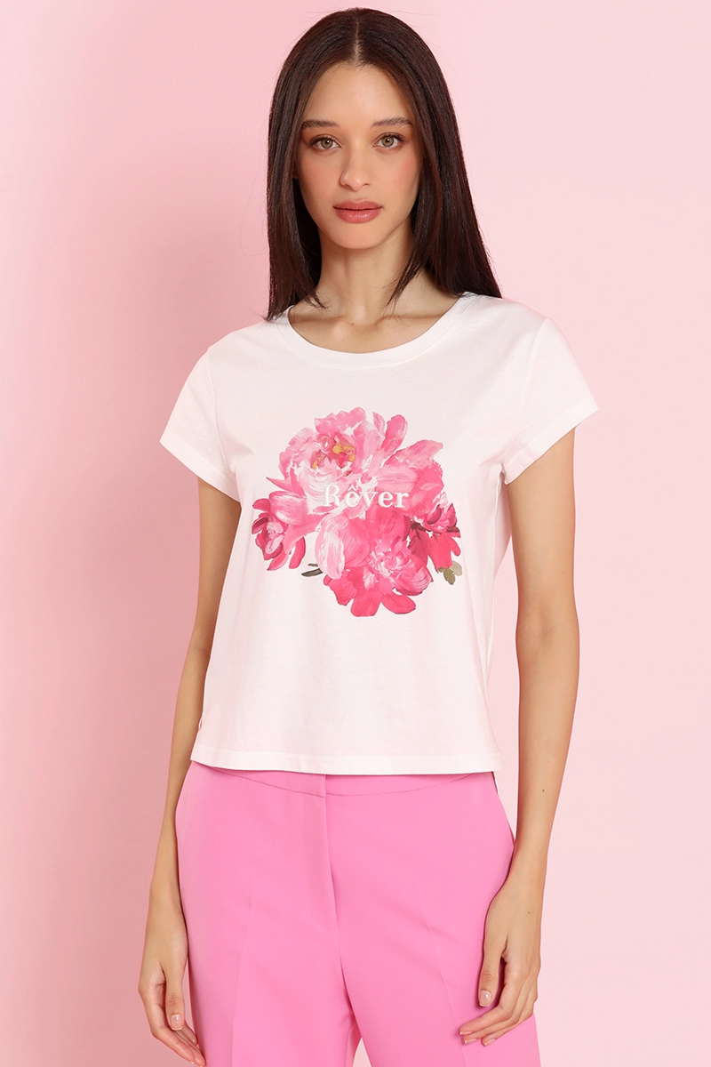 POLERA ALGODON, ESTAMPADO FLORES, CRUDO LIOLA - 3