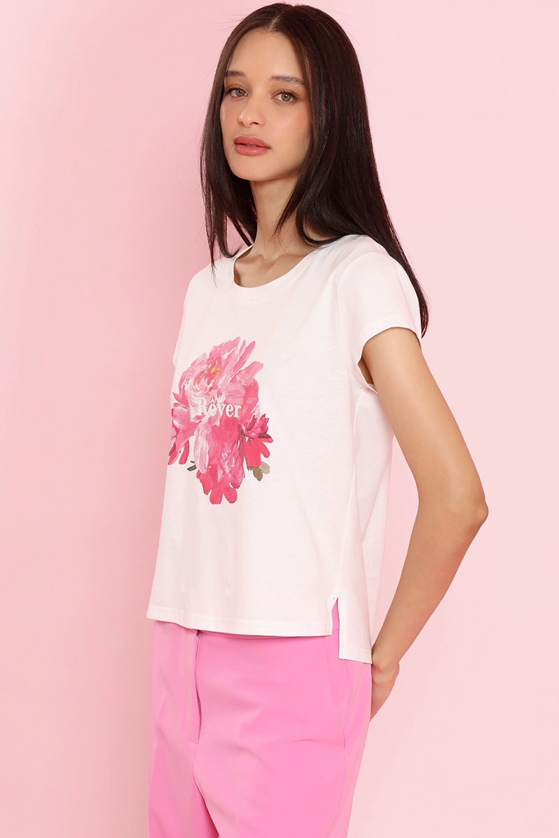 POLERA ALGODON, ESTAMPADO FLORES, CRUDO LIOLA - 4
