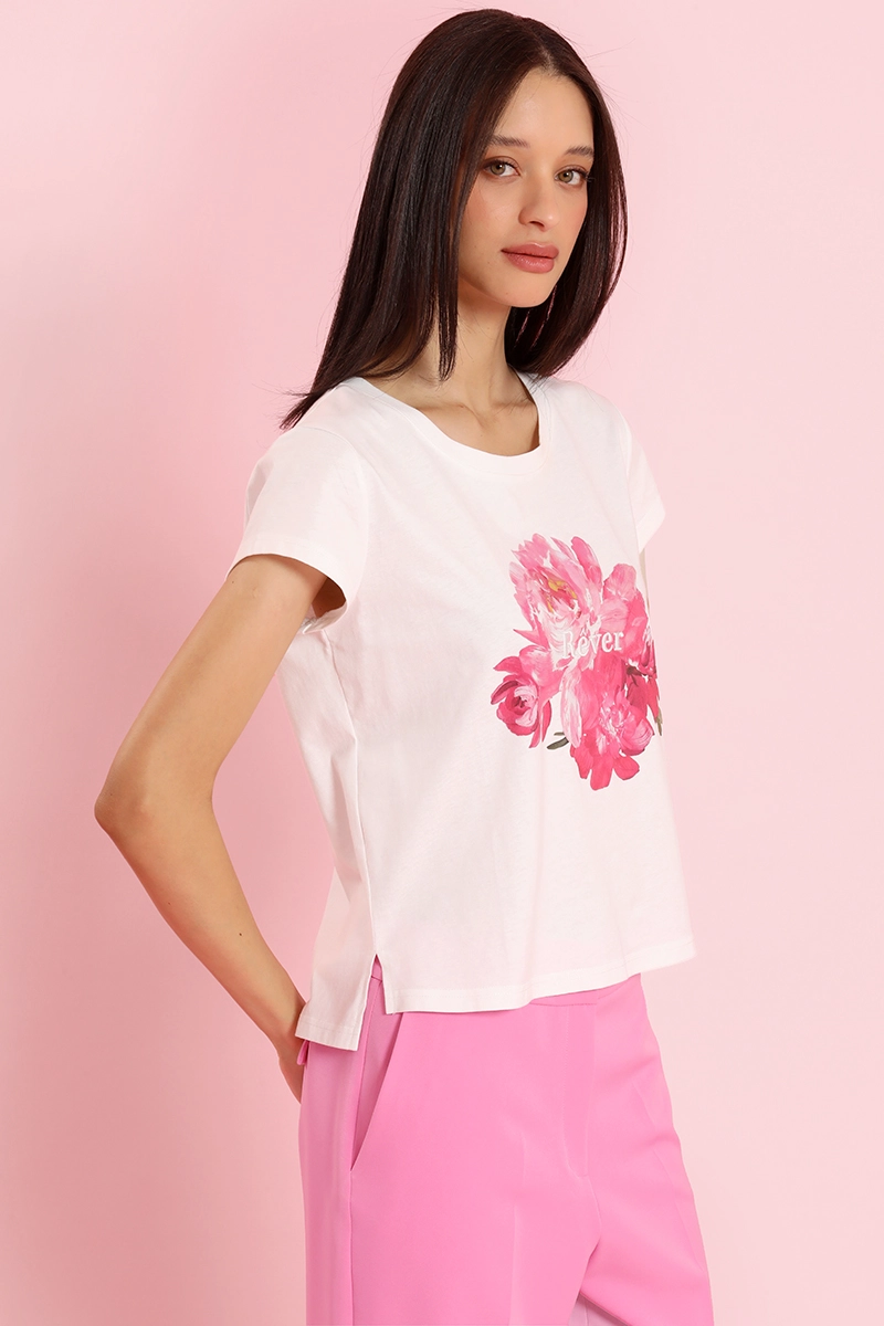 POLERA ALGODON, ESTAMPADO FLORES, CRUDO LIOLA - 5