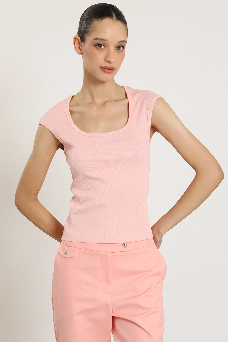 POLERA BASICA, SIN MANGAS, ROSA LIOLA - 3