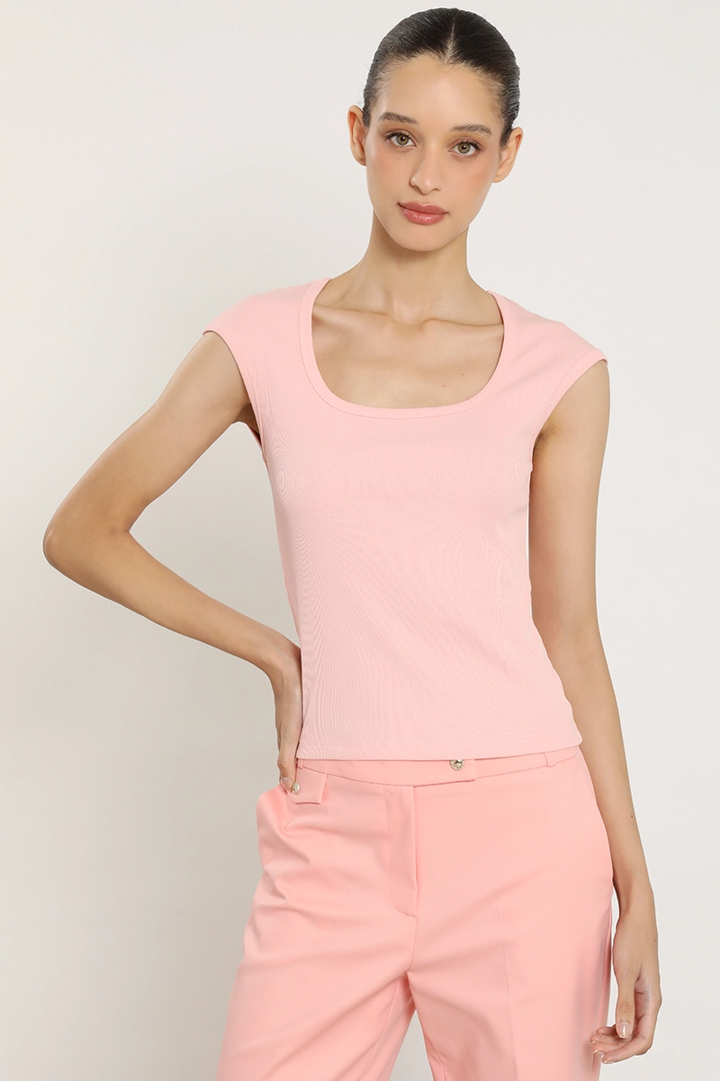 POLERA BASICA, SIN MANGAS, ROSA LIOLA - 5