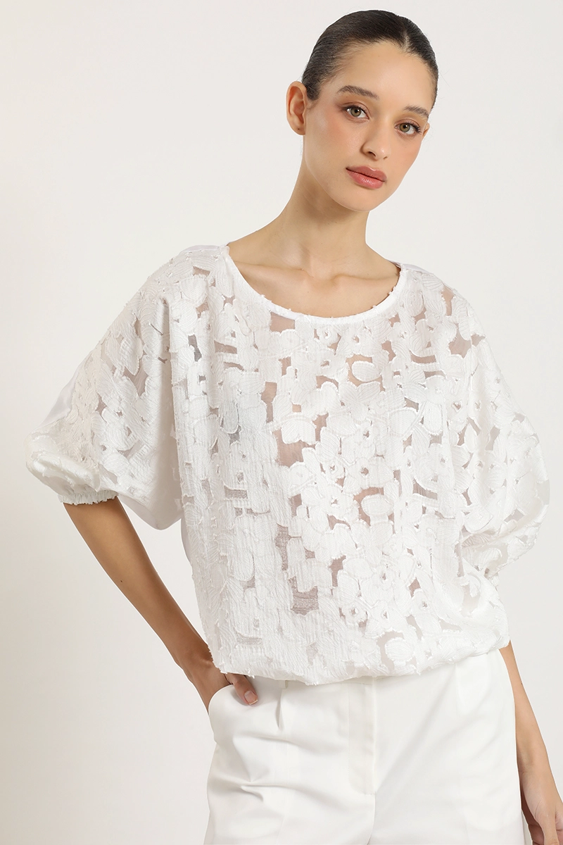 BLUSA BRODERIE FLORES, CRUDO LIOLA - 1