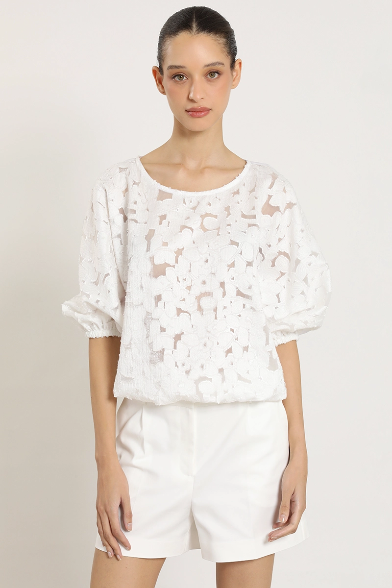 BLUSA BRODERIE FLORES, CRUDO LIOLA - 3