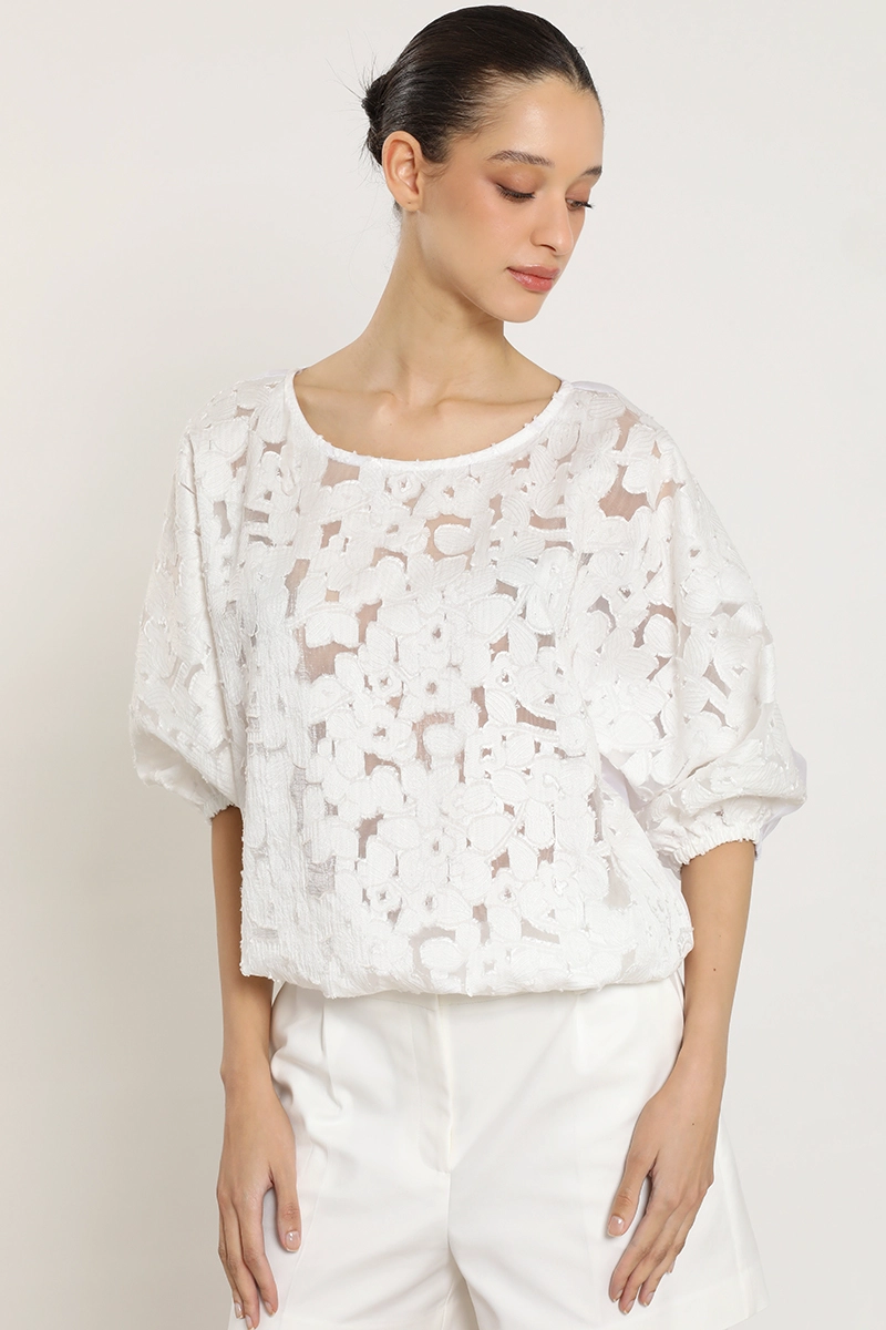 BLUSA BRODERIE FLORES, CRUDO LIOLA - 5