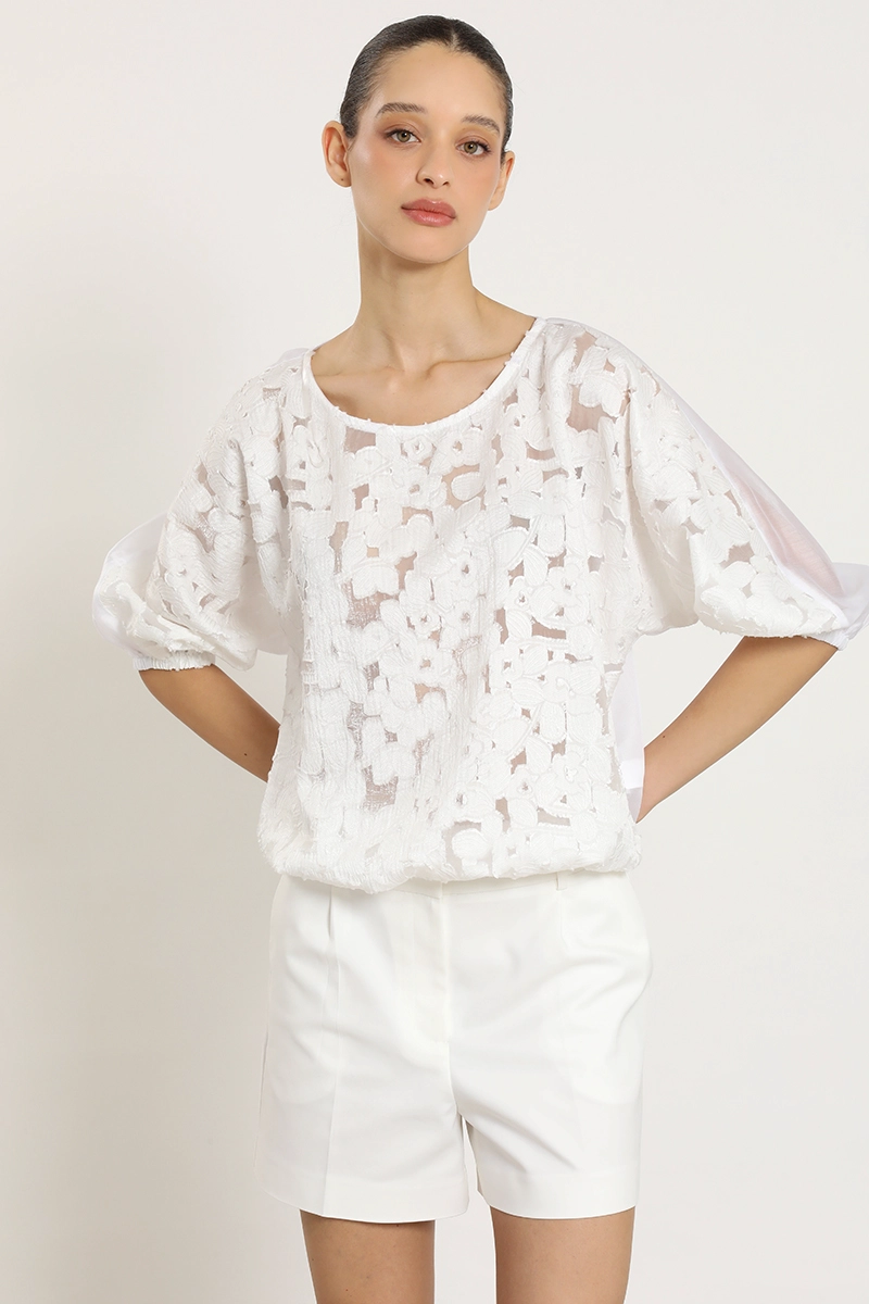 BLUSA BRODERIE FLORES, CRUDO LIOLA - 6