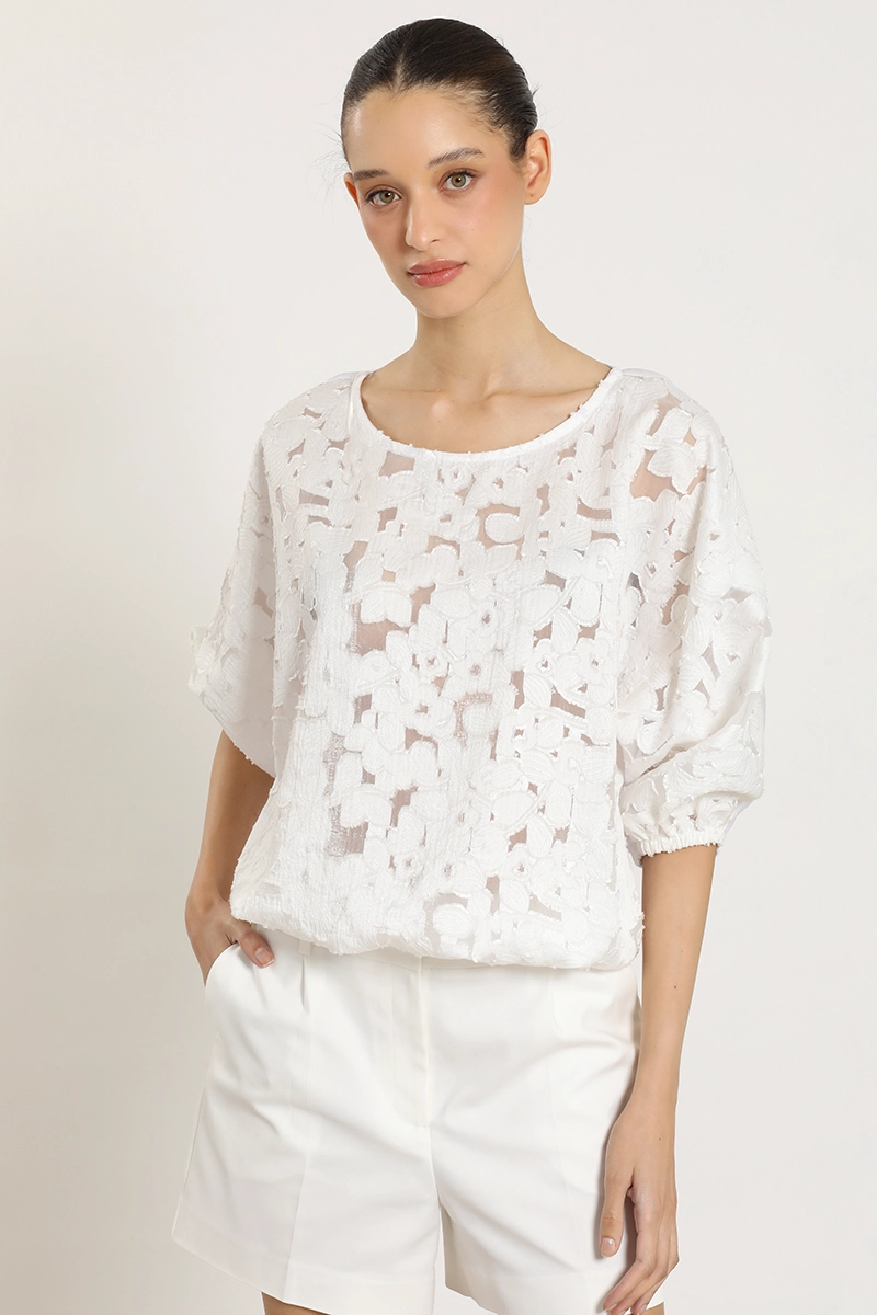 BLUSA BRODERIE FLORES, CRUDO LIOLA - 7