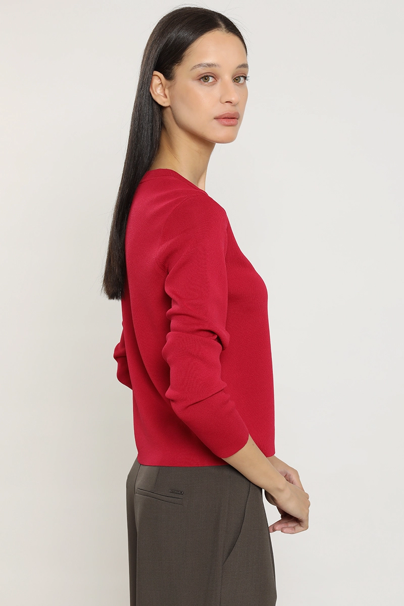 CARDIGAN PUNTO, BOTON FANTASIA, GUINDA LIOLA - 4