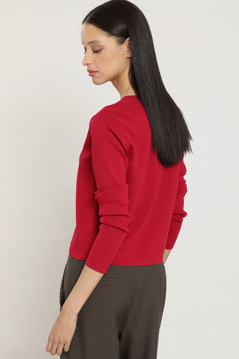 CARDIGAN PUNTO, BOTON FANTASIA, GUINDA LIOLA - 5