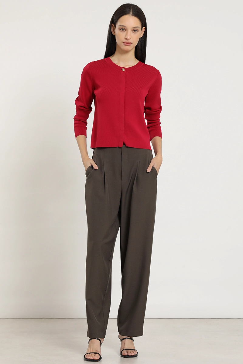 CARDIGAN PUNTO, BOTON FANTASIA, GUINDA LIOLA - 6