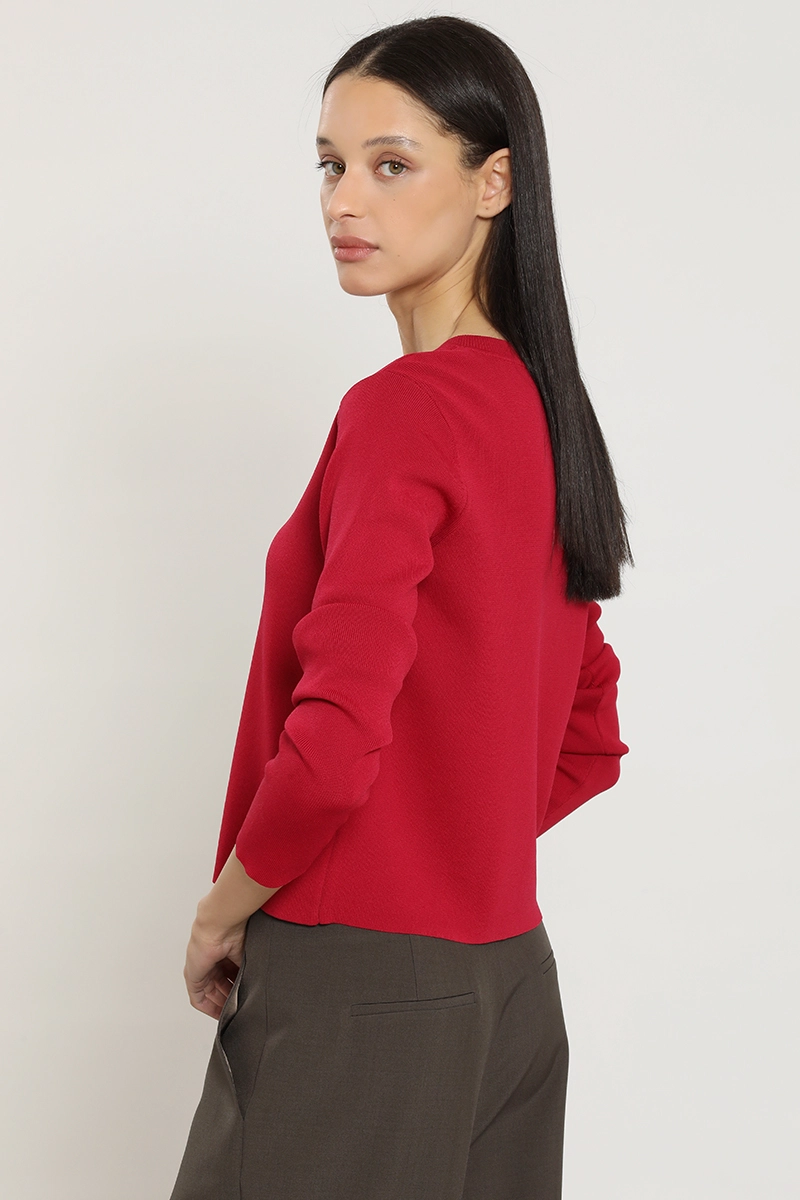 CARDIGAN PUNTO, BOTON FANTASIA, GUINDA LIOLA - 7