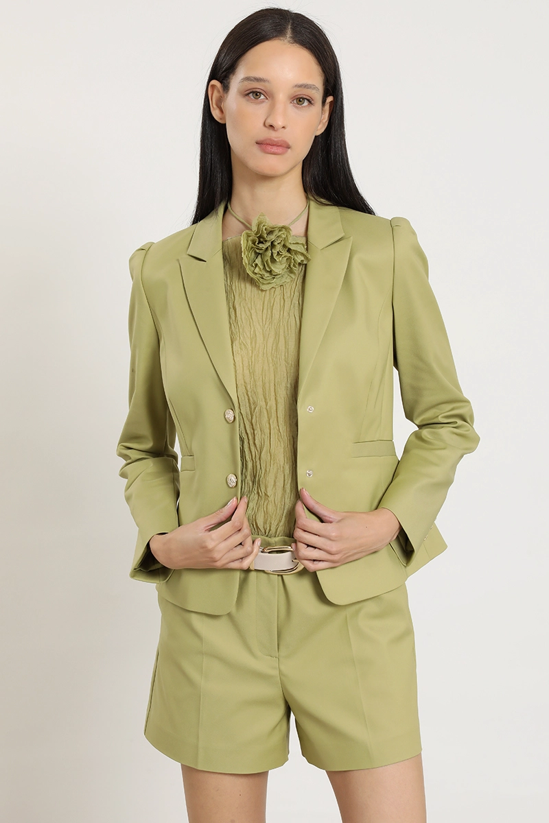 BLAZER ENTALLADO HOMBRO FANTASIA, VERDE LIOLA - 1