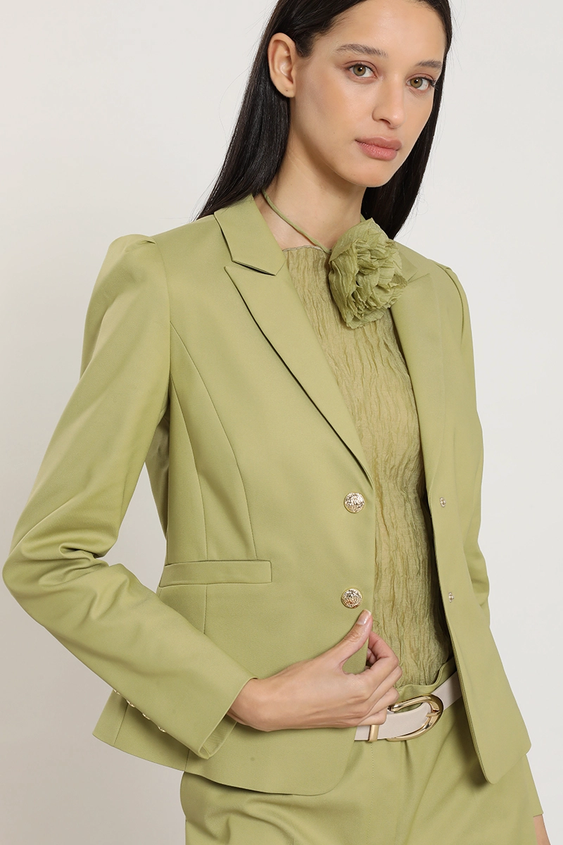 BLAZER ENTALLADO HOMBRO FANTASIA, VERDE LIOLA - 3