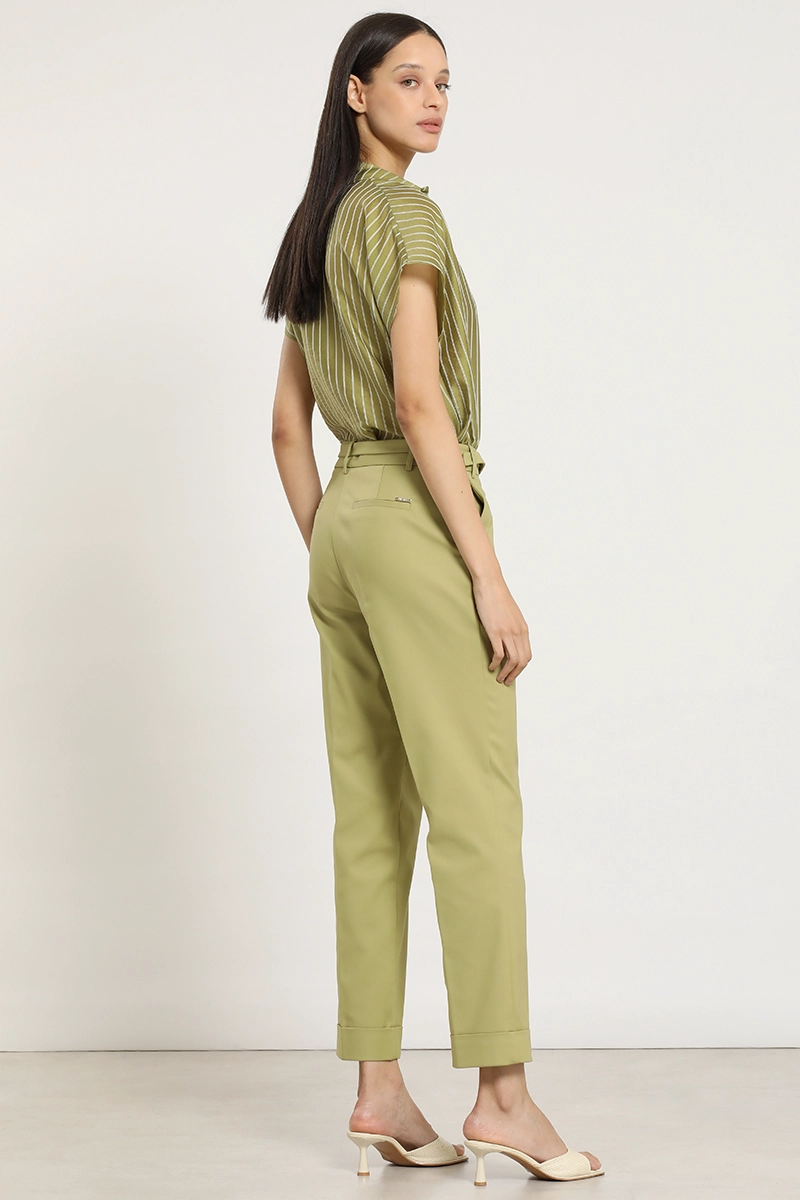 PANTALON SASTRE CON CINTURON, VERDE LIOLA - 2
