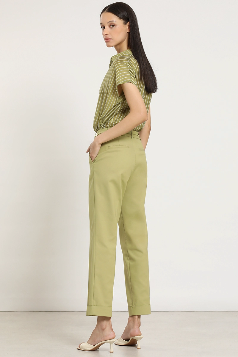 PANTALON SASTRE CON CINTURON, VERDE LIOLA - 4