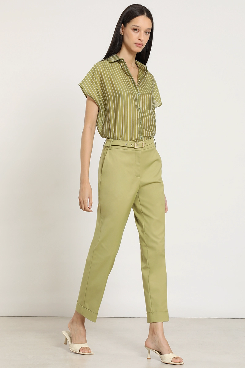 PANTALON SASTRE CON CINTURON, VERDE LIOLA - 5