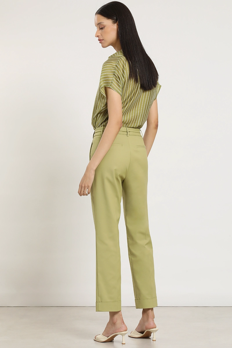 PANTALON SASTRE CON CINTURON, VERDE LIOLA - 6
